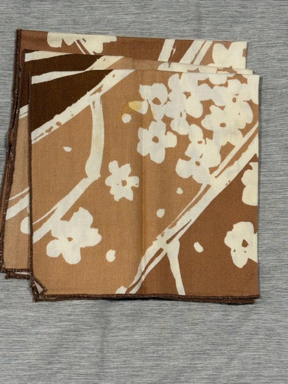 Floral Cotton Napkins in Brown and Cream